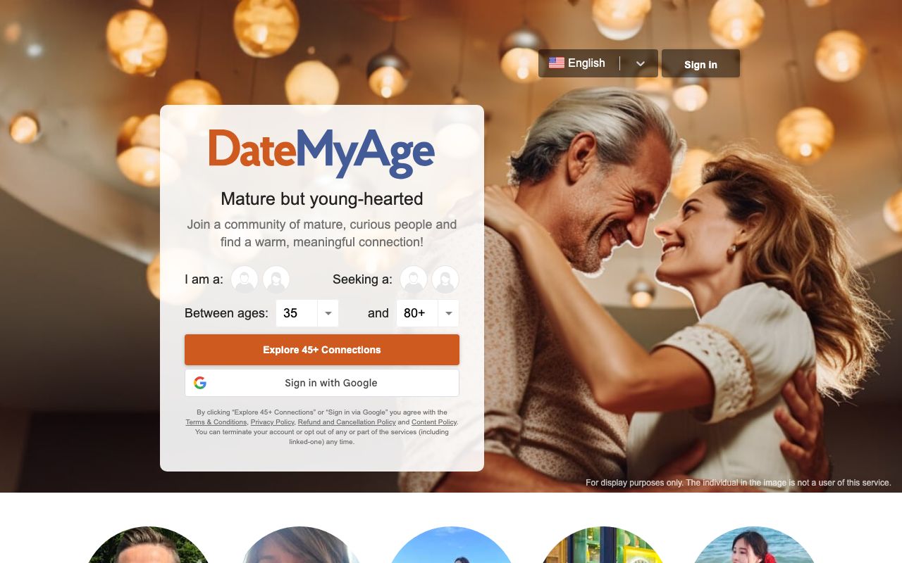 DateMyAge homepage