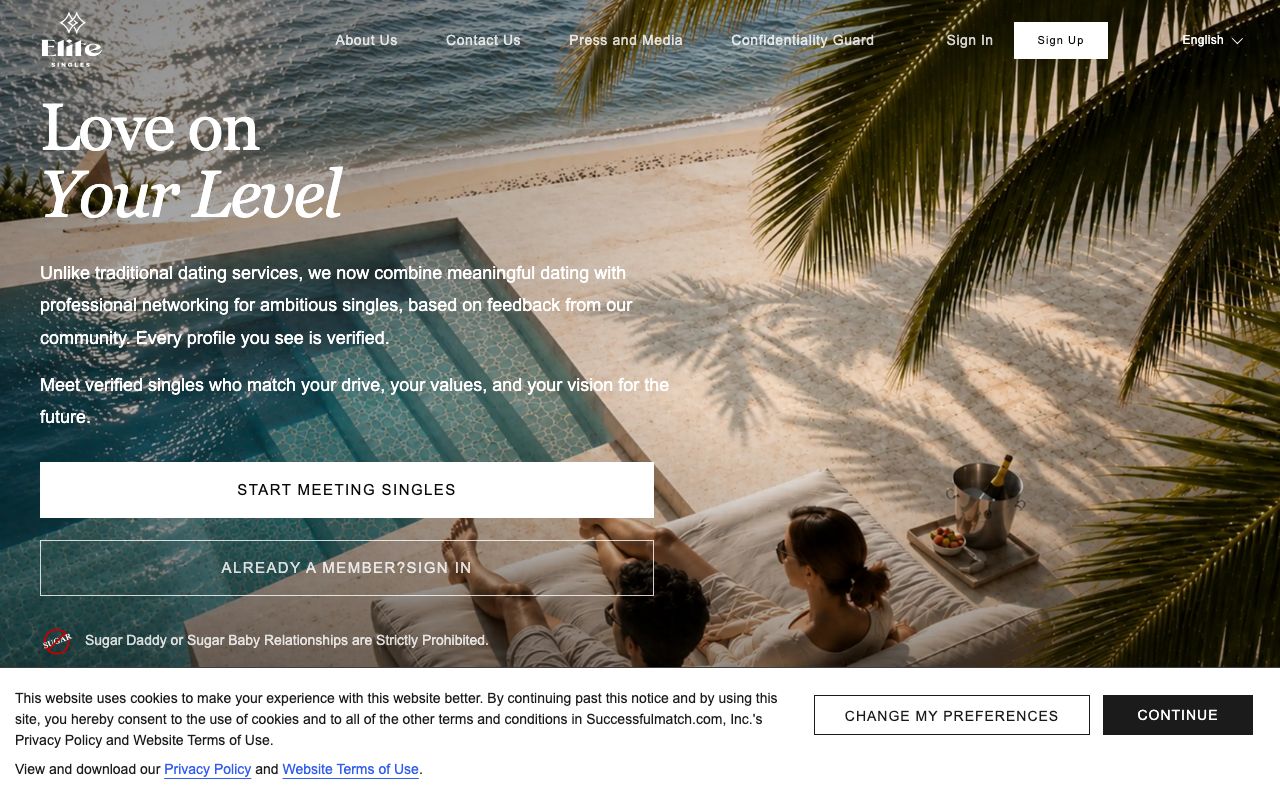 EliteSingles homepage