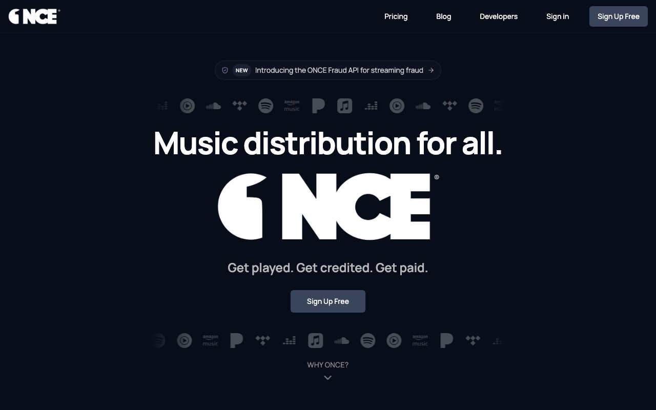 Once homepage